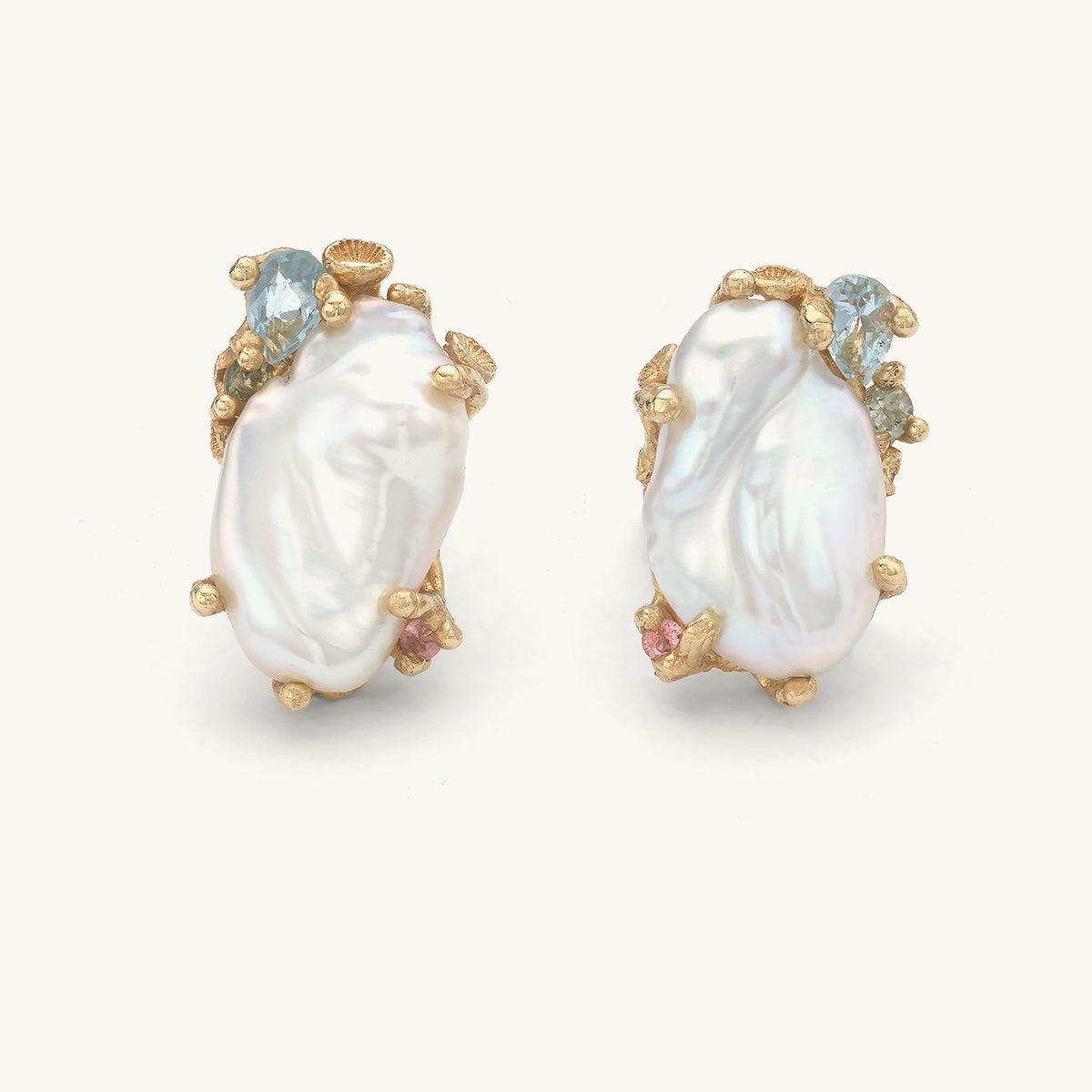 Barnacle Encrusted Baroque Pearl Studs