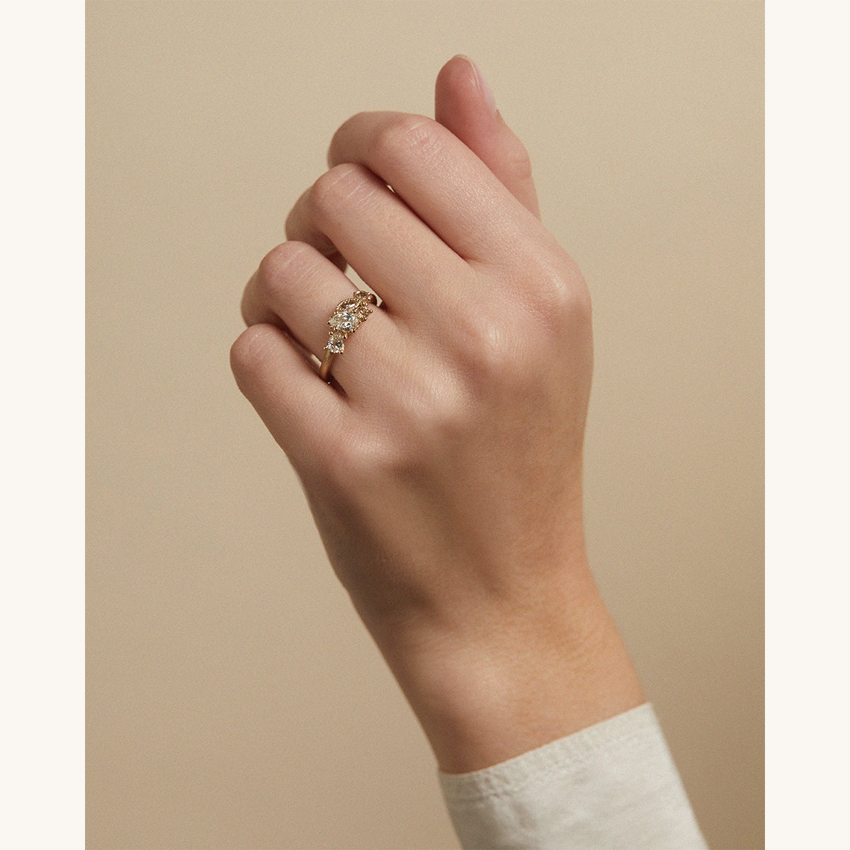 Mixed Cut Diamond Cluster Ring