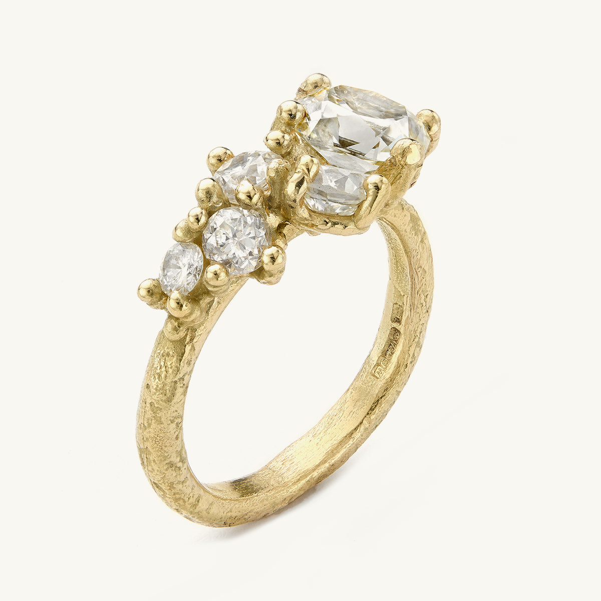 Cushion Diamond Tapering Cluster Ring