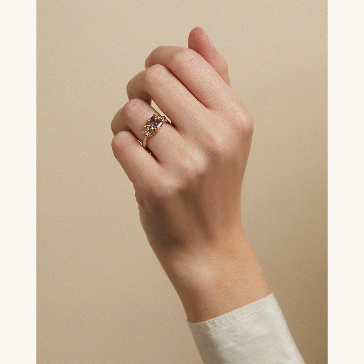 Pink Sapphire and Diamond Encrusted Ring