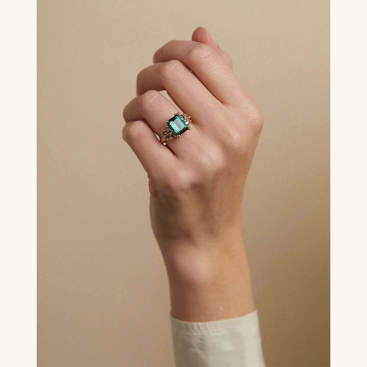 Deep Teal Encrusted Tourmaline Ring