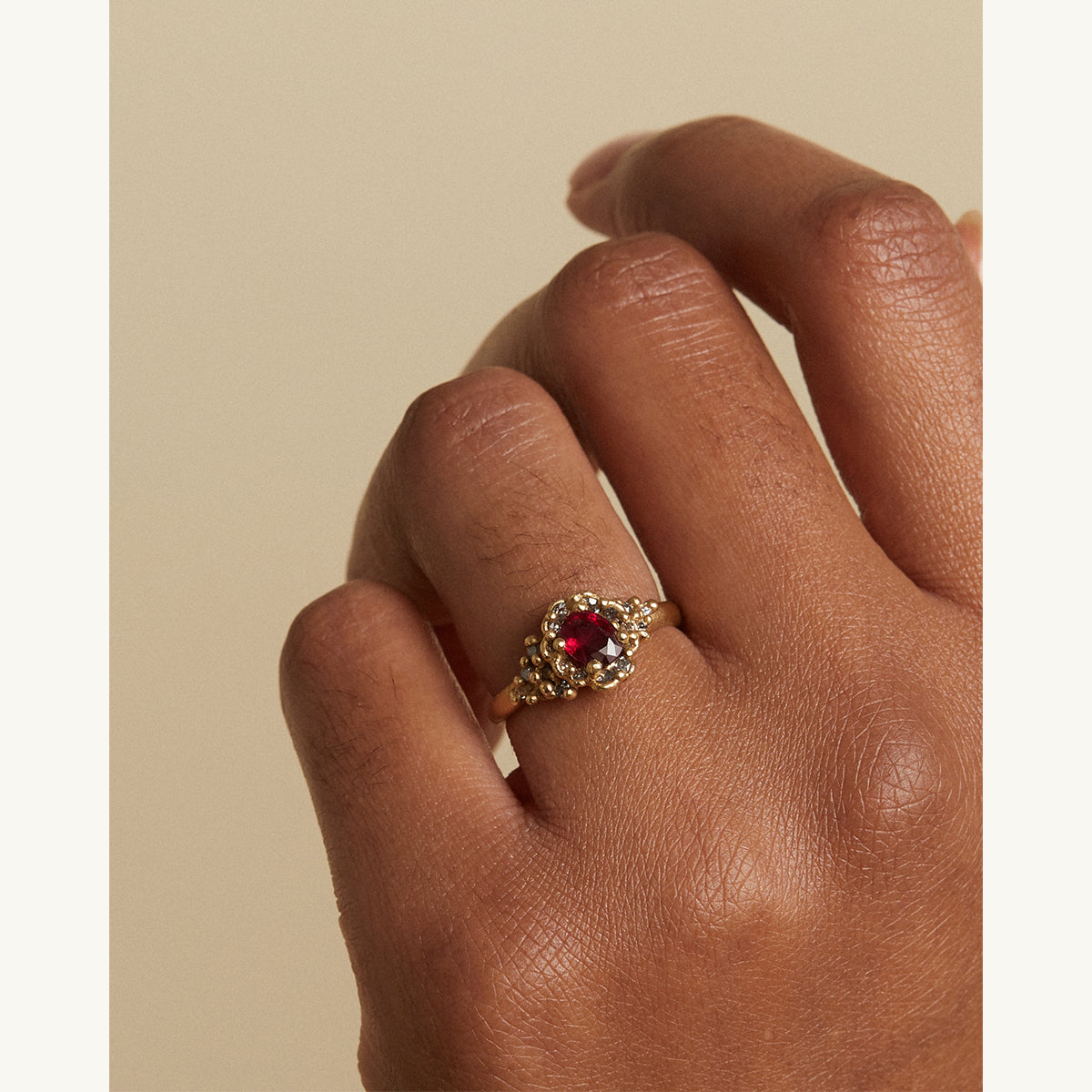 Gemfields Ruby and Diamond Ring with Filigree Detail