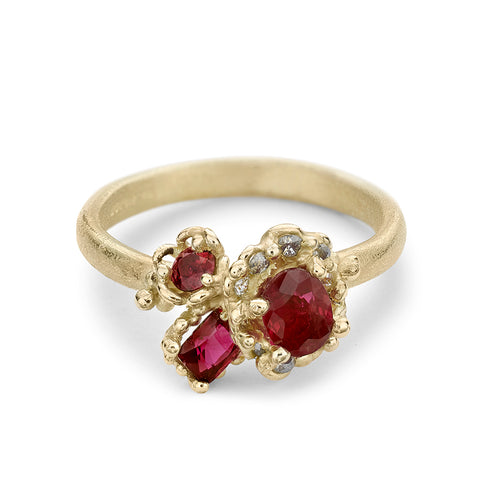 Gemfields Ruby and Diamond Cluster Ring from Ruth Tomlinson, handmade in London