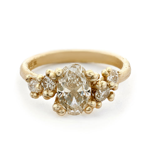 Oval Champagne Diamond Engagement Ring from Ruth Tomlinson, handmade in London