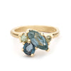 Alternative Engagement Ring with Mixed cut Sapphires from Ruth Tomlinson, handcrafted in London