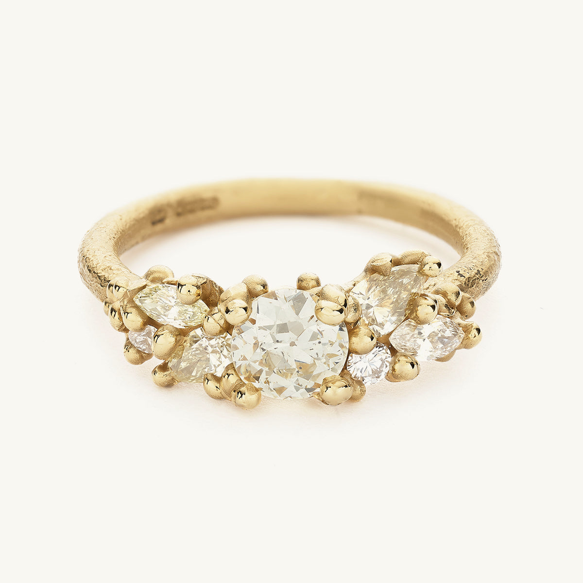 Yellow Antique Diamond Cluster Ring