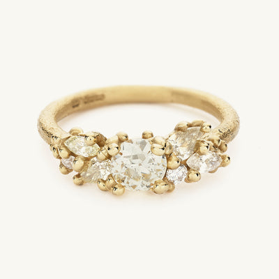 Yellow Antique Diamond Cluster Ring