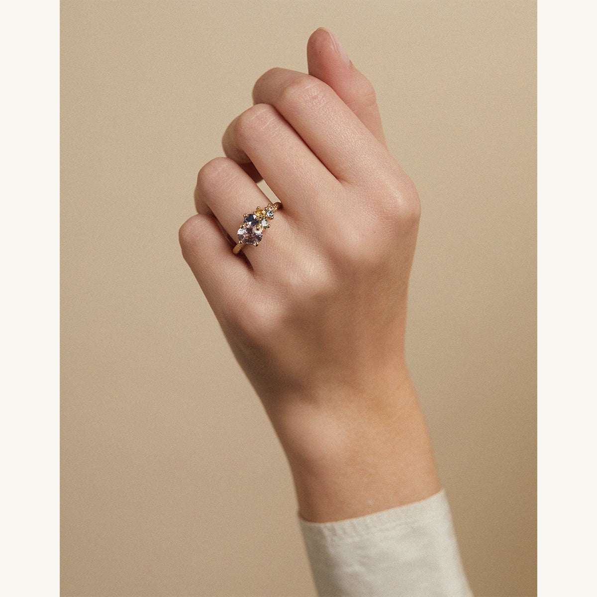 Pastel Sapphire Tumbling Ring with Granules