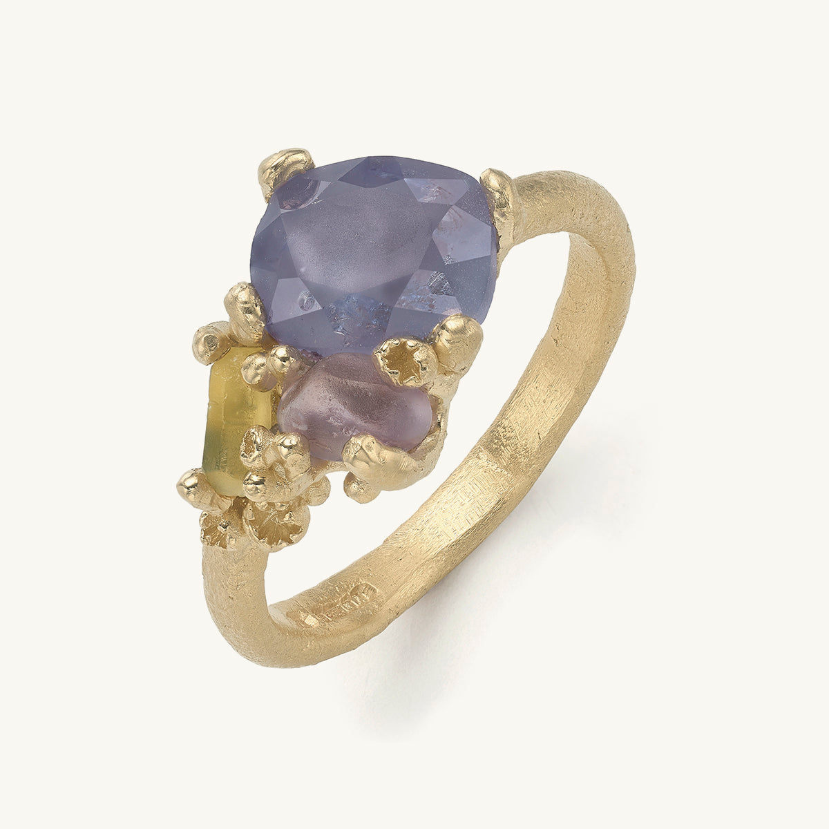 Pastel Sapphire Asymmetric Cluster Ring with Barnacles