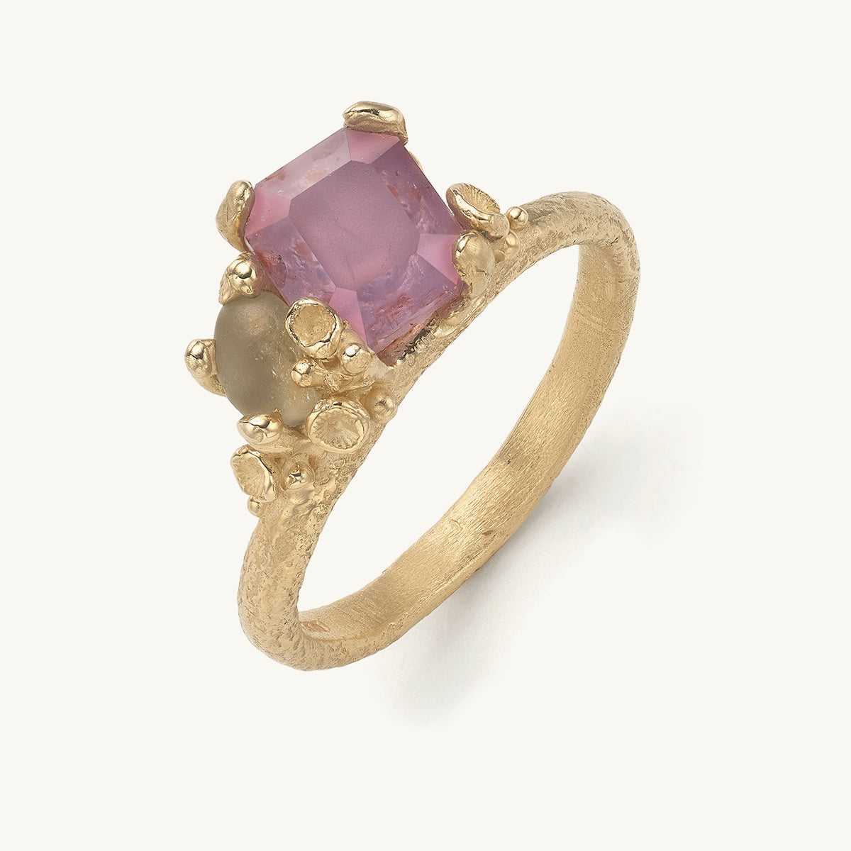 Asymmetric Sapphire Cluster Ring with Barnacles