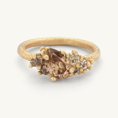 Asymmetric Pear cut Champagne Diamond Ring