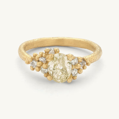 Asymmetric Yellow Diamond Cluster Ring