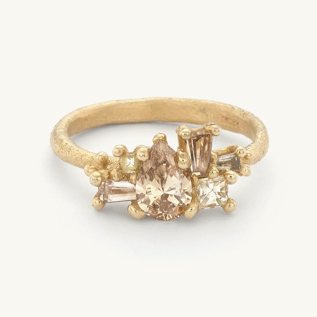 Luminous Champagne Pear Cut Diamond Ring