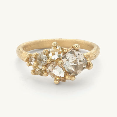 Rose Cut Champagne Diamond Cluster Ring
