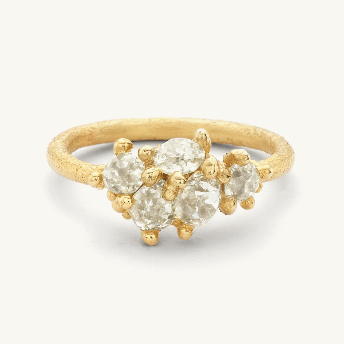 Antique Yellow Diamond Asymmetric Cluster Ring