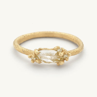 Pale Champagne Diamond Encrusted Ring with Granules