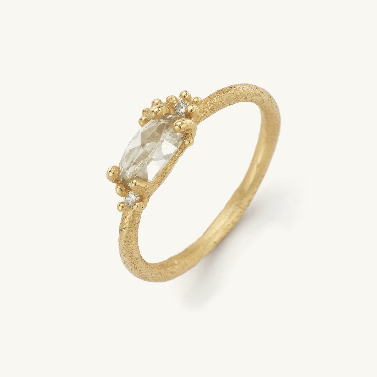 Pale Champagne Diamond Encrusted Ring with Granules