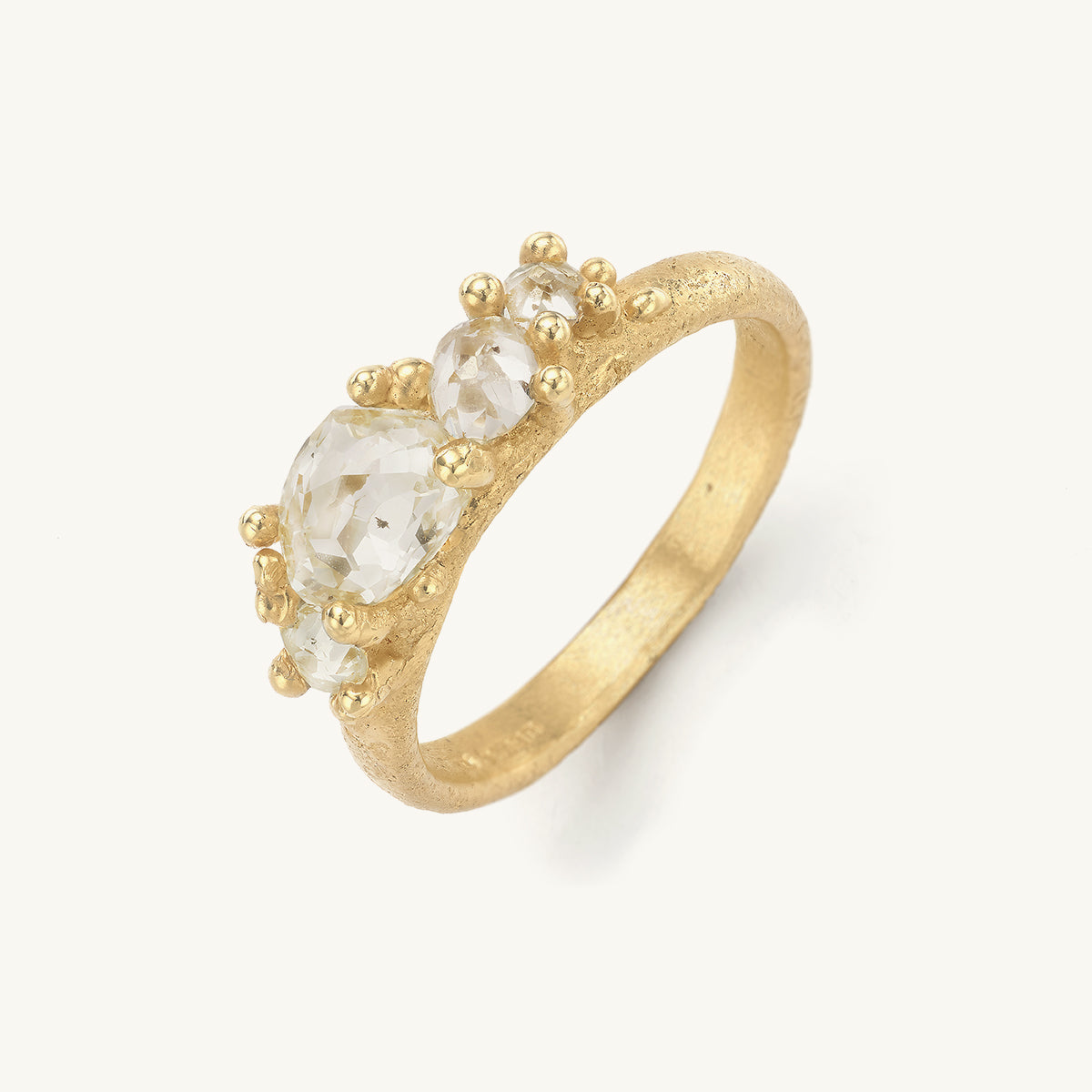 Asymmetric Hand Cut White and Yellow Diamond Ring