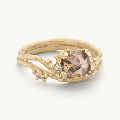 Champagne Rose Cut Diamond Encrusted Ring