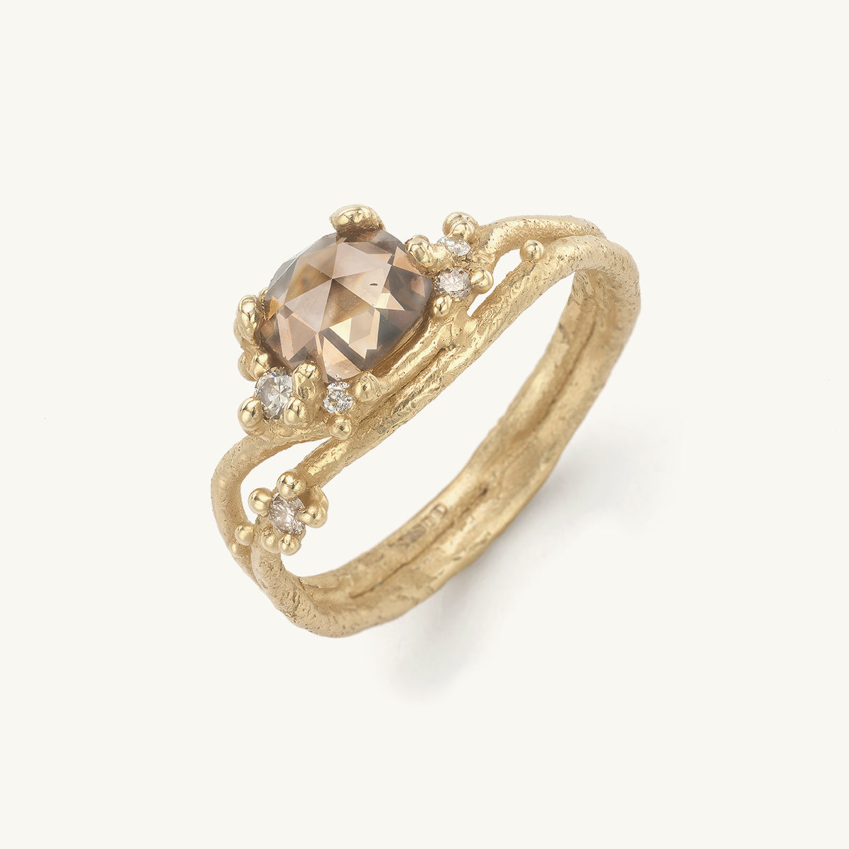 Champagne Rose Cut Diamond Encrusted Ring