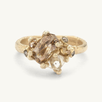 Elongated Champagne Diamond Encrusted Ring