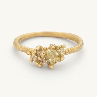 Encrusted Yellow Diamond Cluster Ring