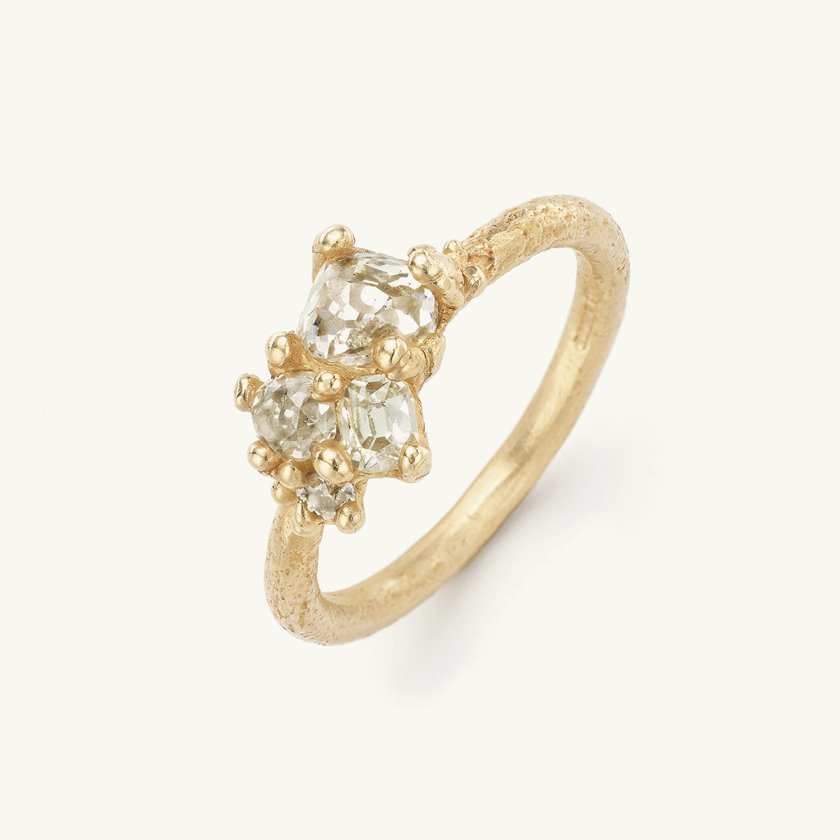Asymmetric Encrusted Yellow Diamond Ring