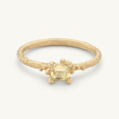 Table Cut Yellow Diamond Solitaire Ring