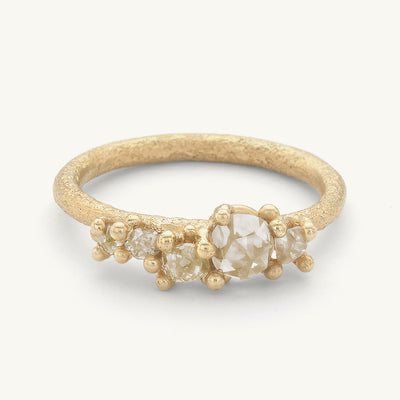 Rose Cut Diamond Asymmetric Ring with Granules