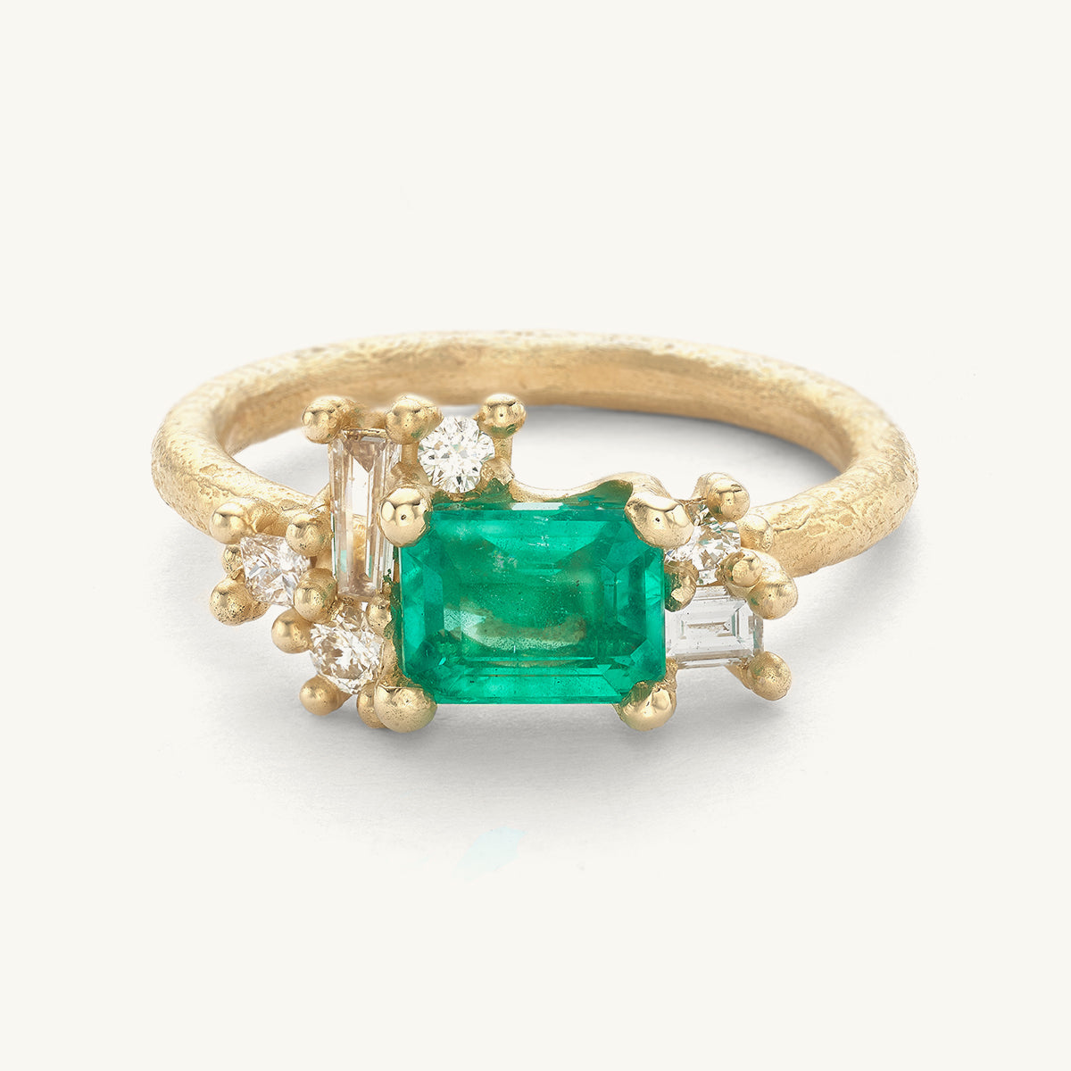 Emerald and Diamond Radiant Cluster Ring