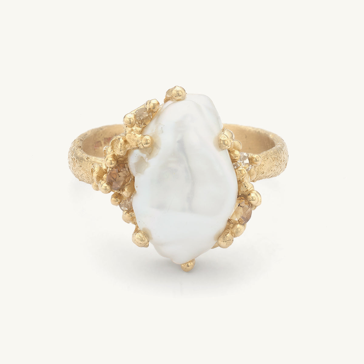 Diamond and Barnacle Encrusted Pearl Ring