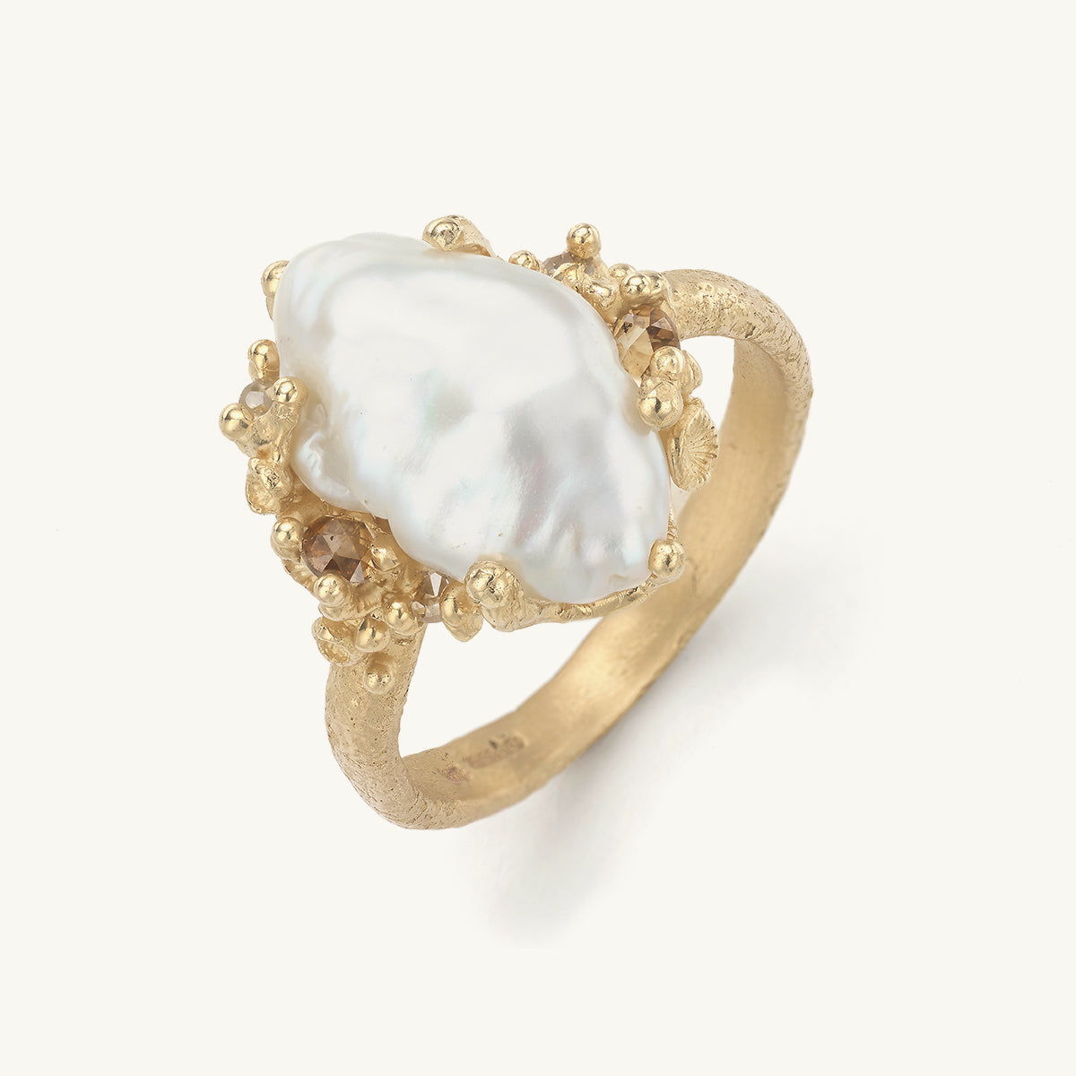 Diamond and Barnacle Encrusted Pearl Ring