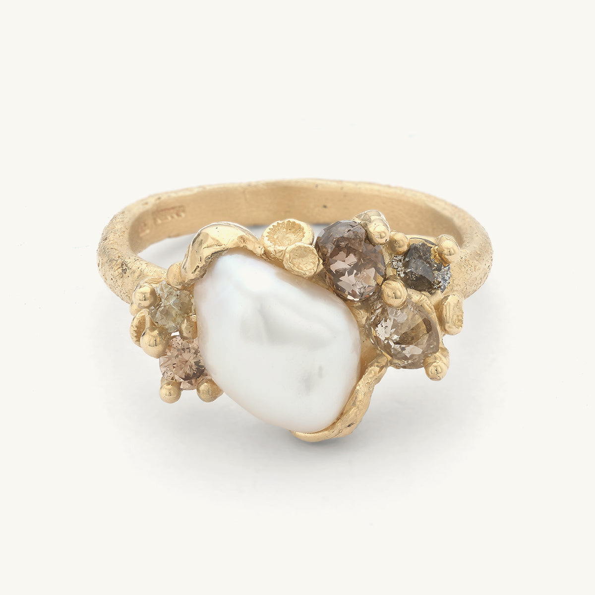 Baroque Pearl and Diamond Encrusted Ring with Barnacles