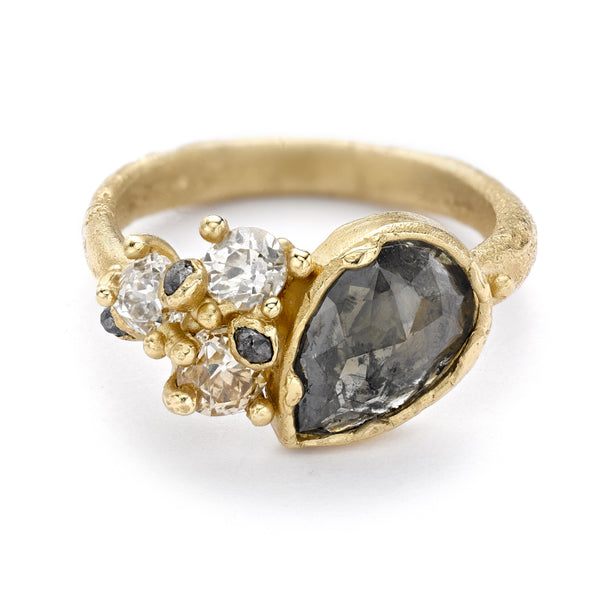 Rose Cut Champagne Diamond Cluster Ring from Ruth Tomlinson