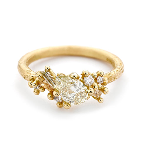 Pear Cut Sweeping Cluster Ring from Ruth Tomlinson, handmade in London