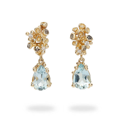 Aquamarine Drops with Grey Diamonds and Barnacles by Ruth Tomlinson, handmade in London