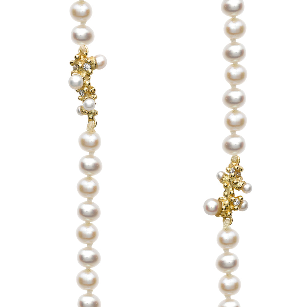 Pearl Necklace with Diamonds and Barnacles by Ruth Tomlinson, Handmade in London
