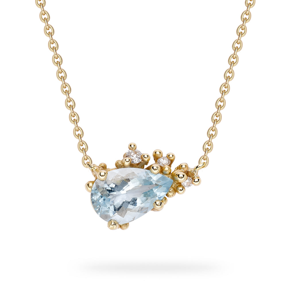 Aquamarine and diamond necklace from Ruth Tomlinson, handmade in London
