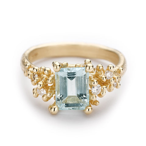 Aquamarine and diamond ring from Ruth Tomlinson, handmade in London