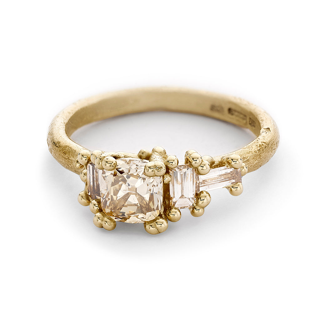 Champagne Diamond Radiant Cluster Ring from Ruth Tomlinson, handcrafted in London