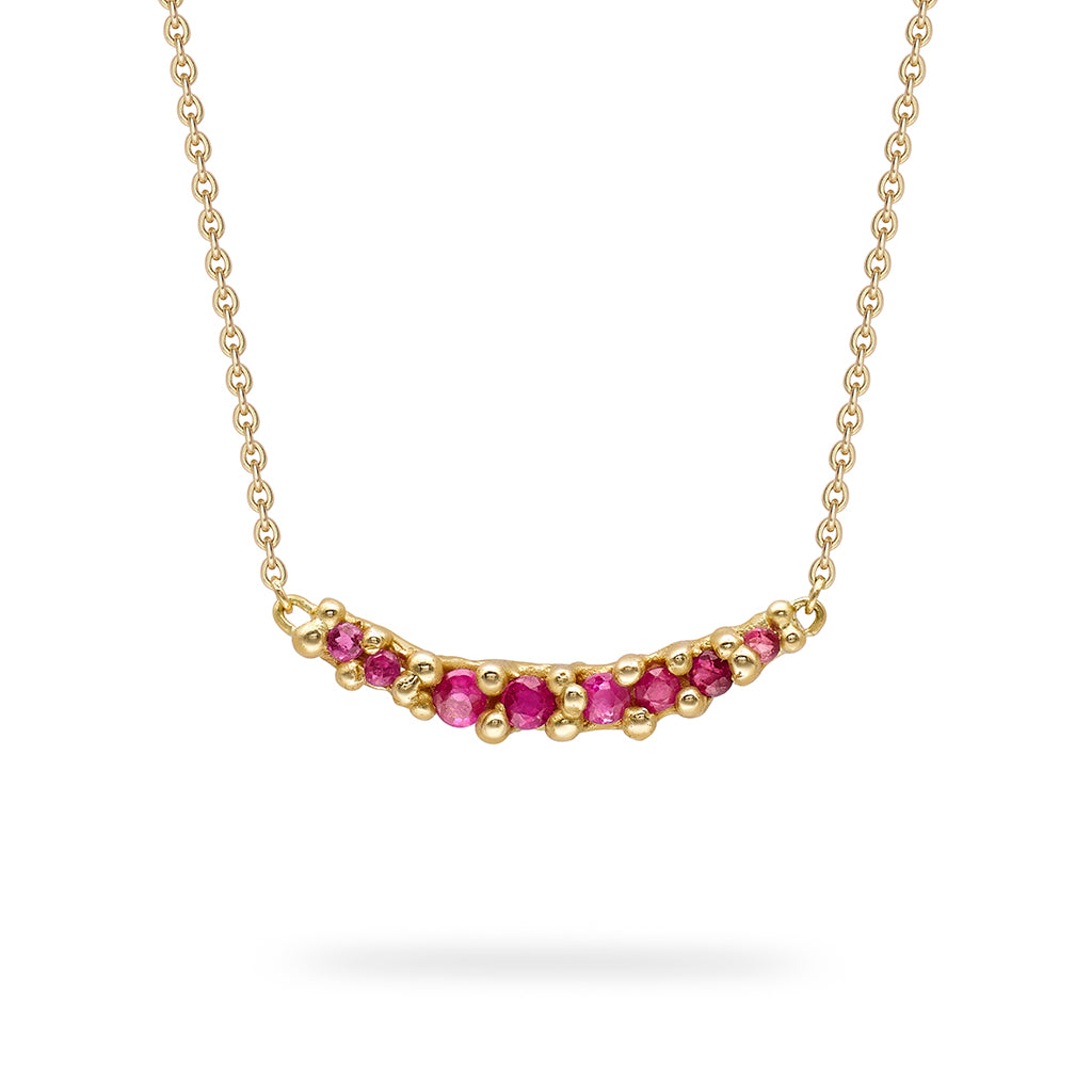 Ruby Encrusted Bar Necklace from Ruth Tomlinson, handcrafted in London