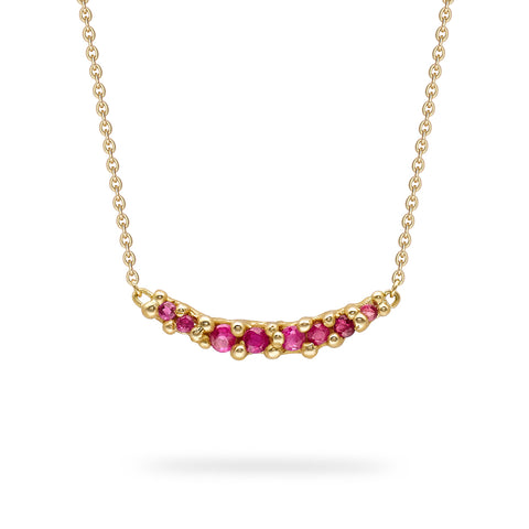 Ruby Encrusted Bar Necklace from Ruth Tomlinson, handcrafted in London