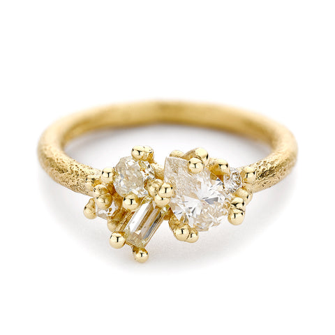 Contrast cut diamond ring from Ruth Tomlinson, handmade in London