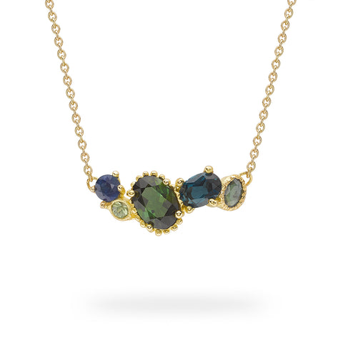 Tourmaline and sapphire bar necklace from Ruth Tomlinson, handmade in London