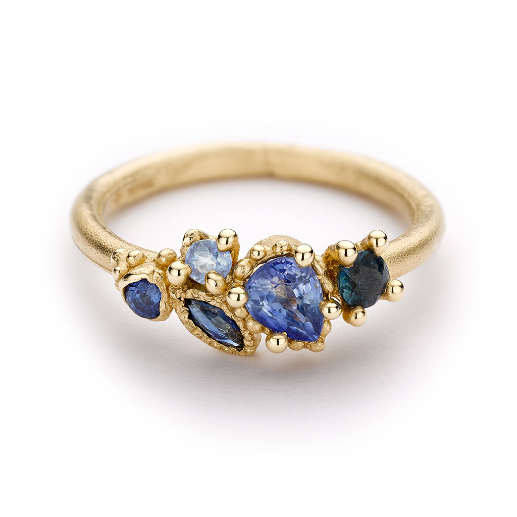 Mixed cut sapphire ring from Ruth Tomlinson, handmade in London