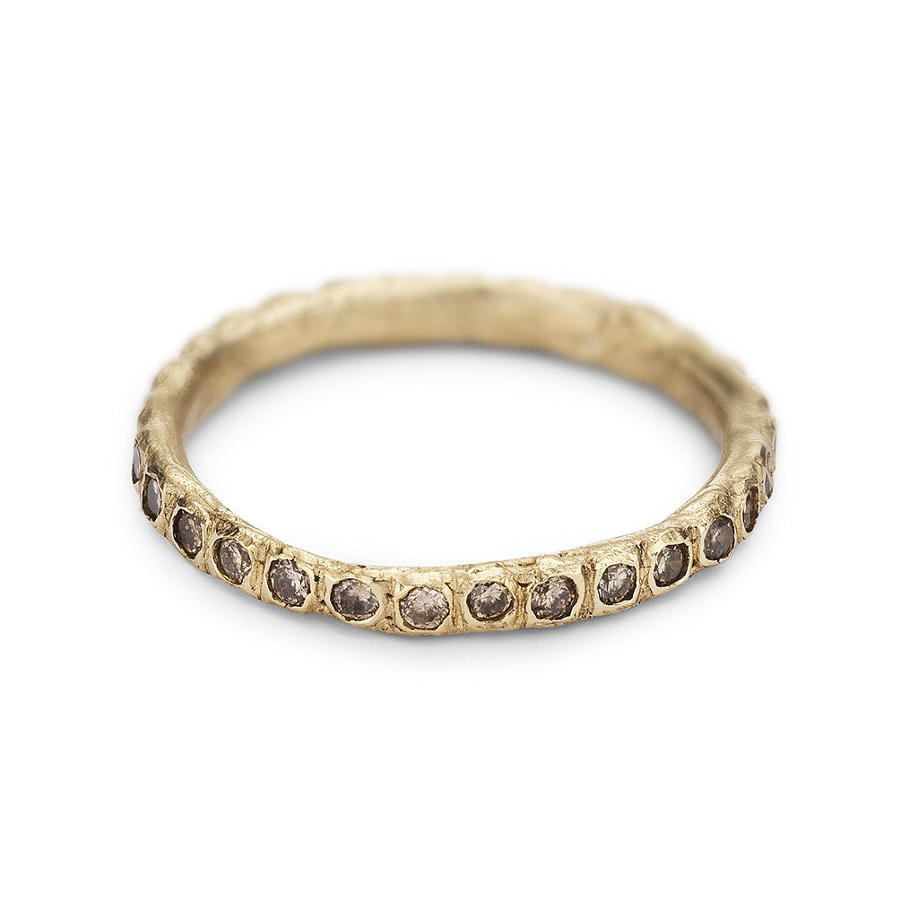 Champagne diamond eternity band in 14ct yellow gold, handmade in London