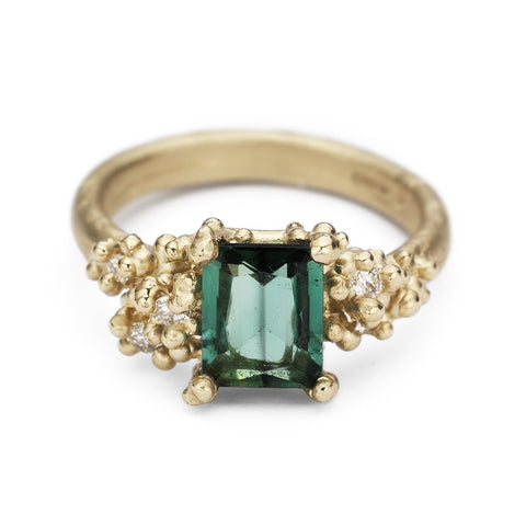 Tourmaline and champagne diamond cocktail ring from Ruth Tomlinson