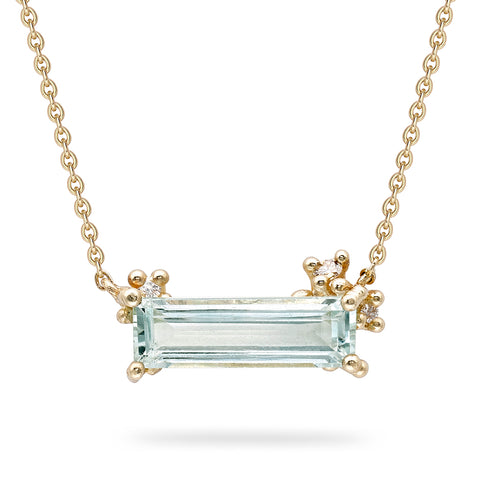 Encrusted aquamarine necklace by Ruth Tomlinson, handmade in London