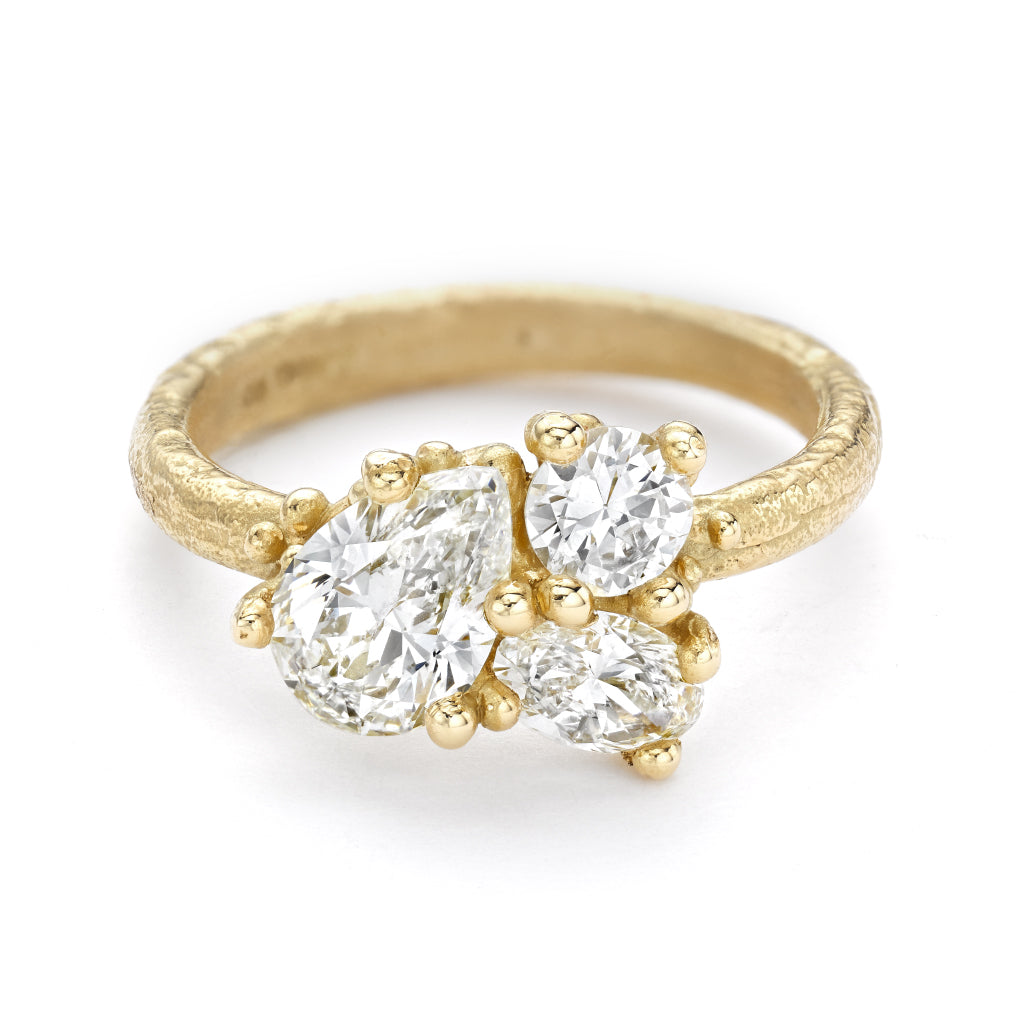 Contrast Cut Diamond Cluster Ring from Ruth Tomlinson, handmade in London