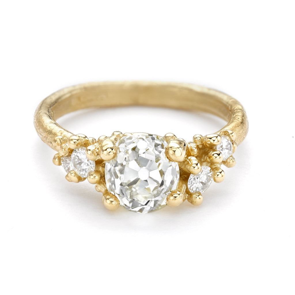 Solitaire Antique Diamond Encrusted Ring from Ruth Tomlinson, handmade in London